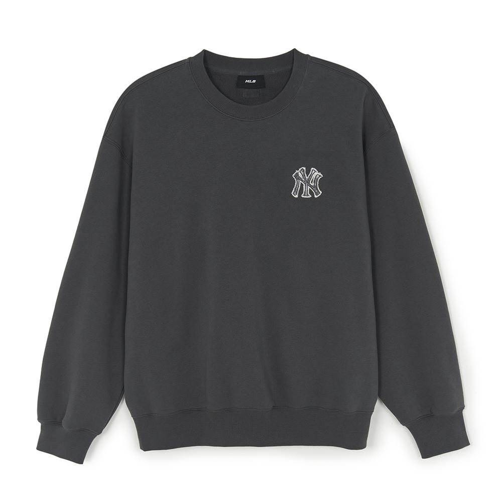 ☆MLB Korea☆ Denim-like Monogram Big Lux Hoodie NY Charcoal Denim Like Monogram Big Lux Sweatshirts New York Yankees