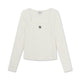Basic Slim Semi Crop Square Neck Long Sleeve T-Shirts New York Yankees