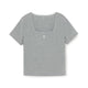 เสื้อยืด Basic Lace Square Neck Slim Semi Crop T-Shirts New York Mets