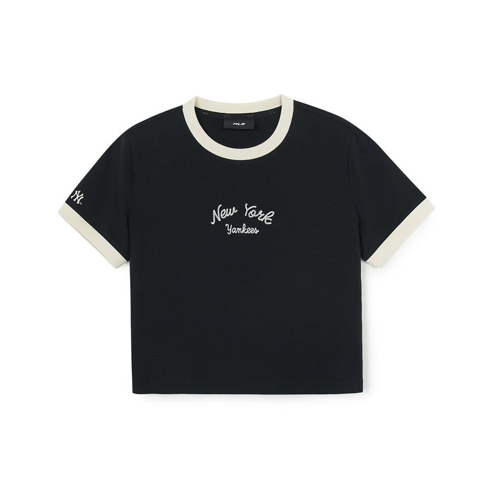 Women's Varsity Ringer Slim Fit Crop T-Shirts New York Yankees