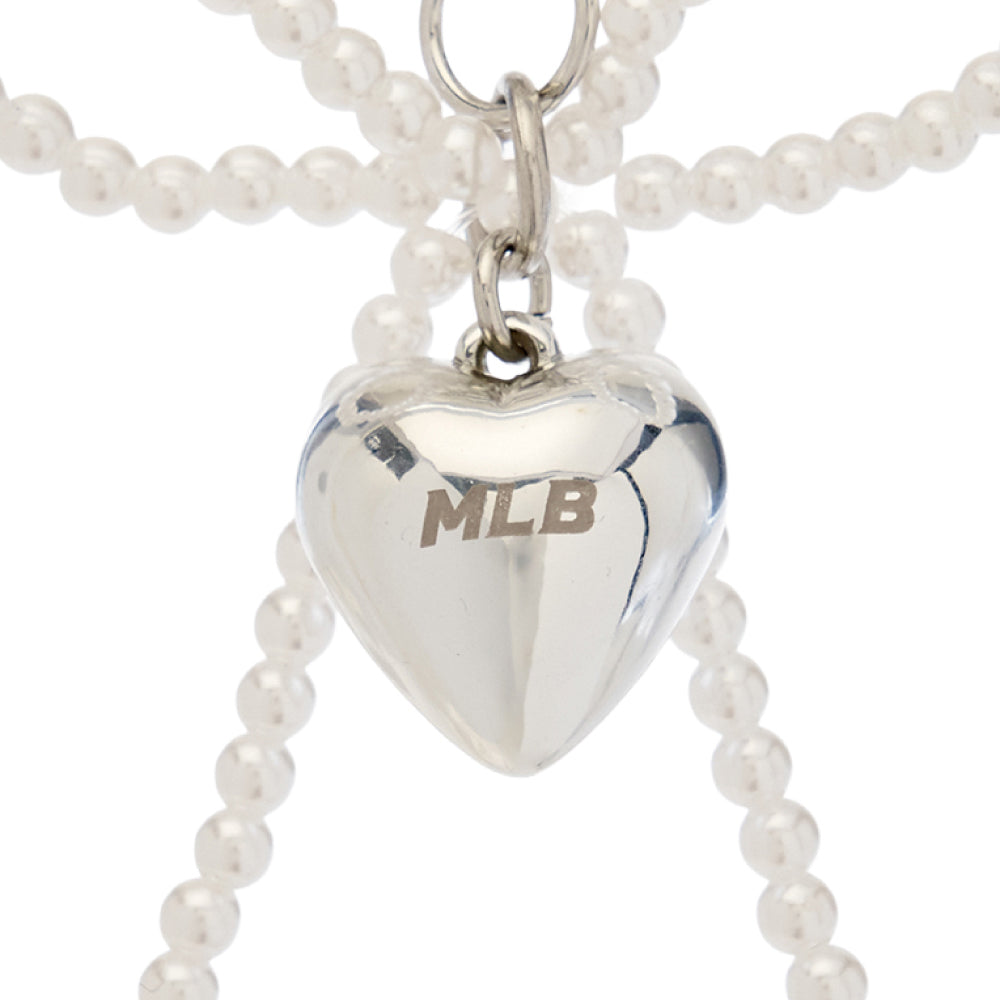 พวงกญแจ Pearl Ribbon Heart Charm Keyring No Team
