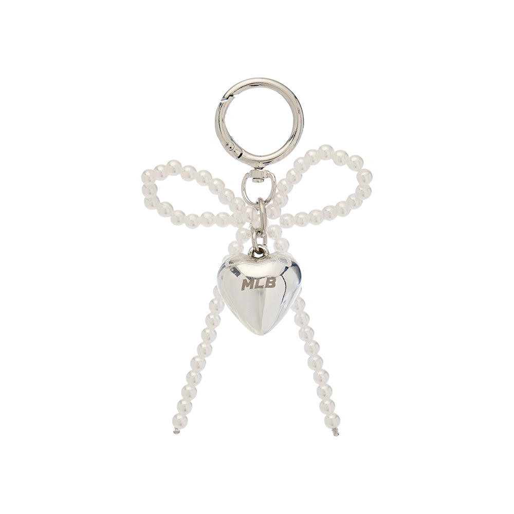 พวงกญแจ Pearl Ribbon Heart Charm Keyring No Team