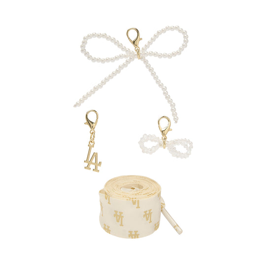 เซทเชือกรองเท้า ดีไอวาย Team Logo Pearl Ribbon Shoelace Set Los Angeles Dodgers