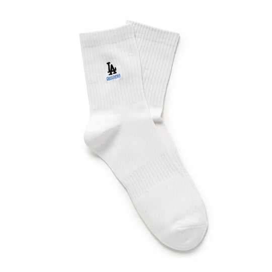 White Small Logo Block Embroidery Socks Los Angeles Dodgers
