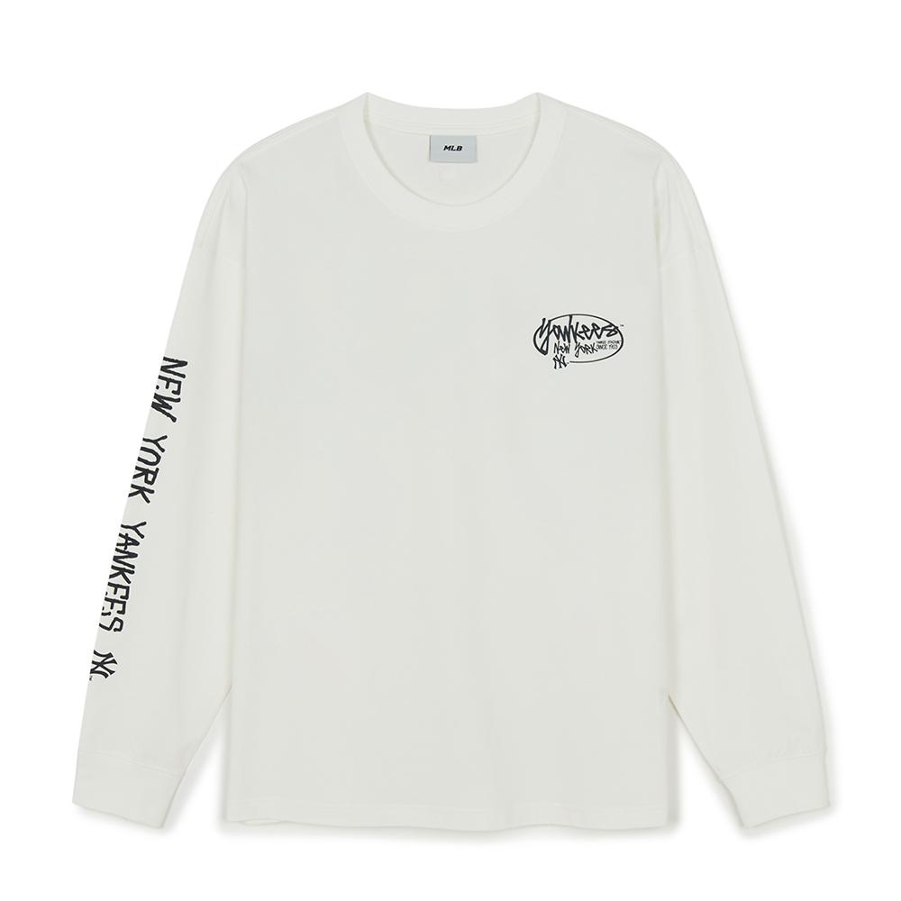 Basic Streete Sleeve Lettering Long Sleeve T-Shirts New York Yankees