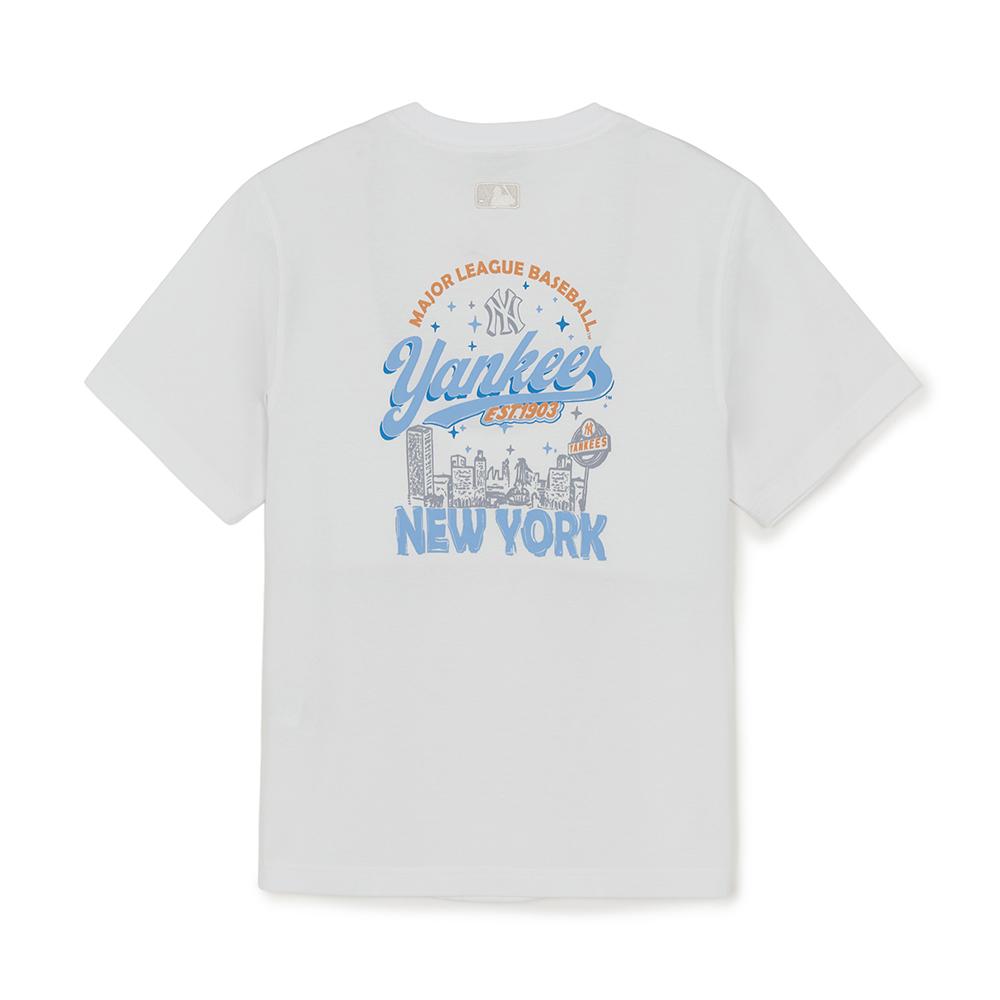Basic Color Lettering Back Graphic Over Fit T-Shirts New York Yankees