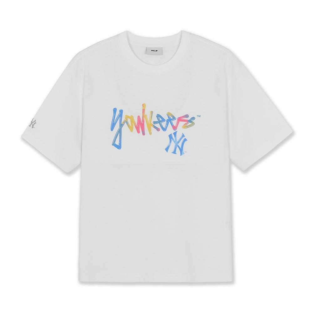 Basic Colorful Street Mtreet Logo Over Fit T-Shirts New York Yankees