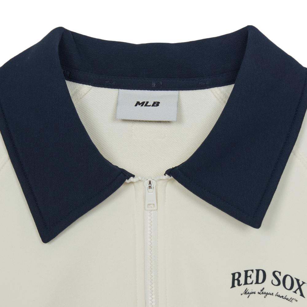 เสื้อสเวตเชิ้ต Womens Varsity Sportive Color Blocking Half Zip Sweatshirts Boston Red Sox