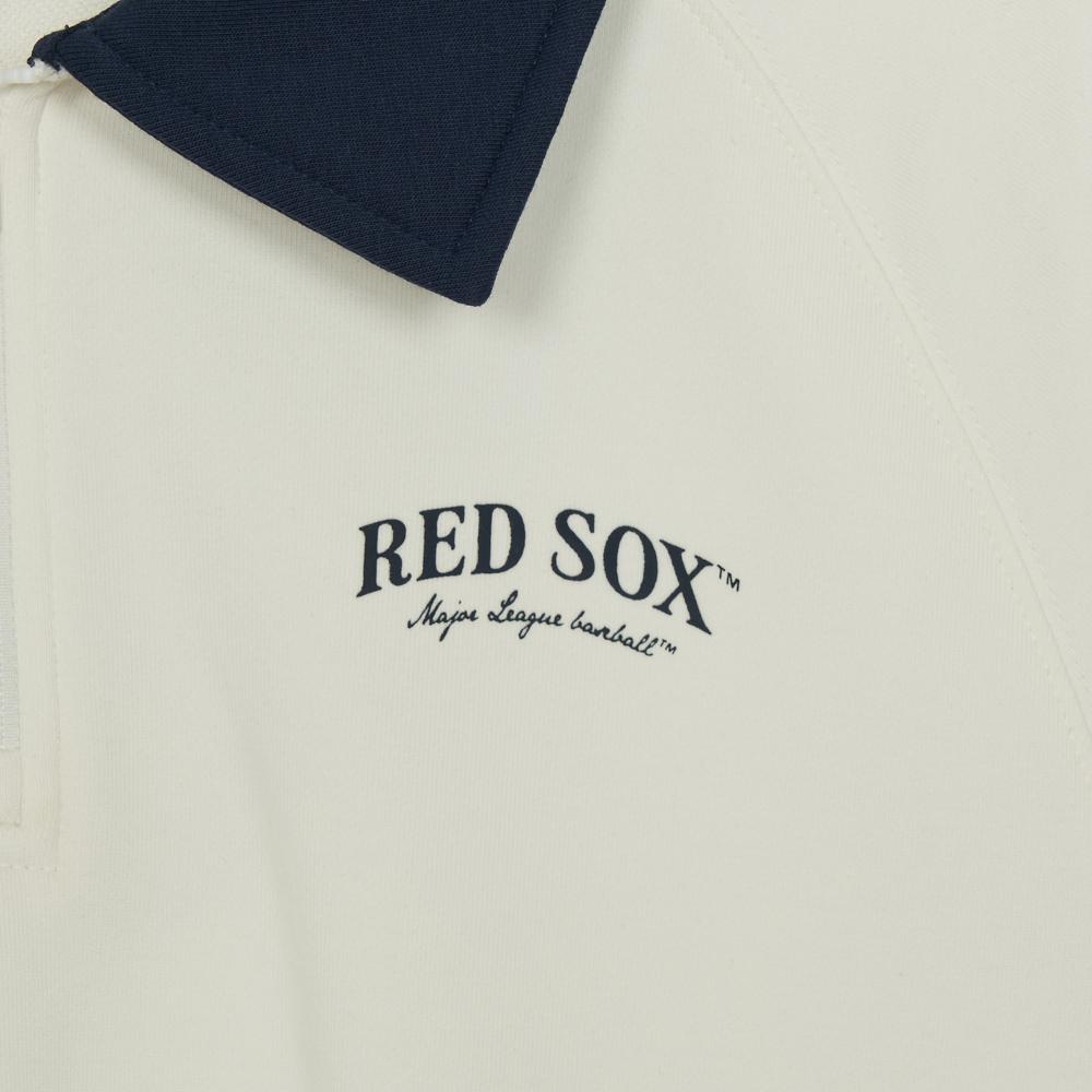 เสื้อสเวตเชิ้ต Womens Varsity Sportive Color Blocking Half Zip Sweatshirts Boston Red Sox