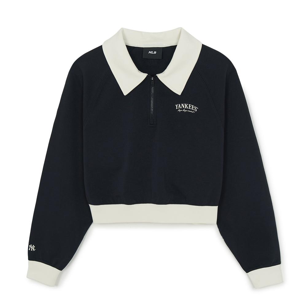 เสื้อสเวตเชิ้ต Womens Varsity Sportive Color Blocking Half Zip Sweatshirts New York Yankees