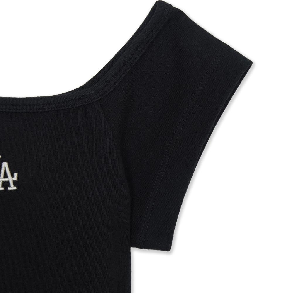 Basic Off Shoulder Shirring Ribbed Ops Los Angeles Dodgers