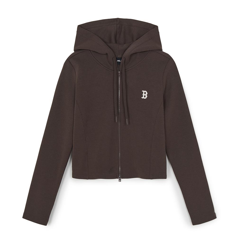 เสื้อเทรนนิ่ง Womens Sportive Slimfit Ribbed Hood Zip Up Boston Red Sox