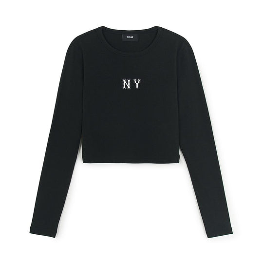 Women's Basic Coopers Slim Fit Crop Long Sleeve T-Shirts New York Yankees