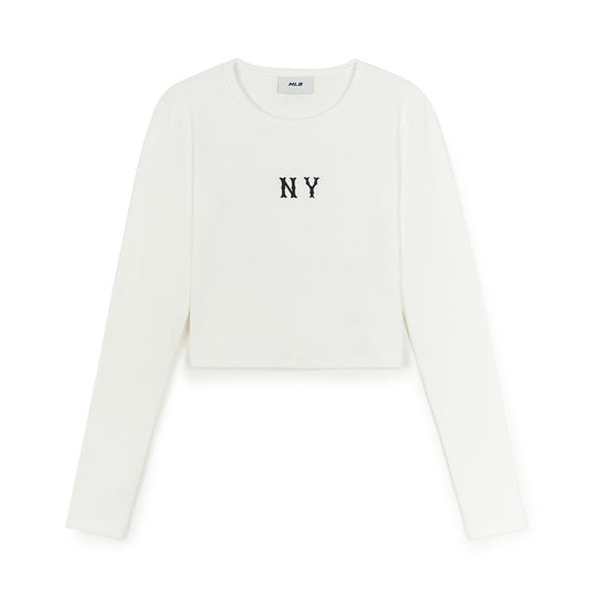 Women's Basic Coopers Slim Fit Crop Long Sleeve T-Shirts New York Yankees