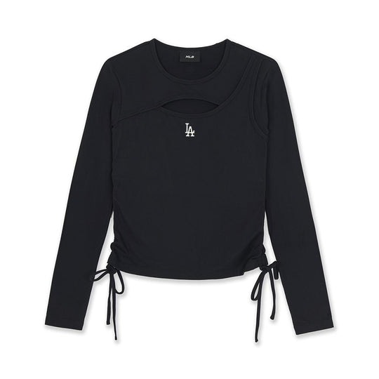Basic Cut Out Slim Semi Crop Long Sleeve T-Shirts Los Angeles Dodgers