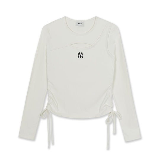 Basic Cut Out Slim Semi Crop Long Sleeve T-Shirts New York Yankees