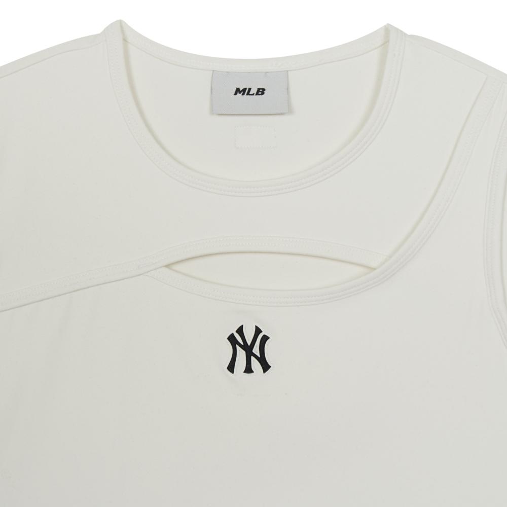 เสื้อยืดแขนยาว Basic Cut Out Slim Semi Crop Long Sleeve T-Shirts New York Yankees