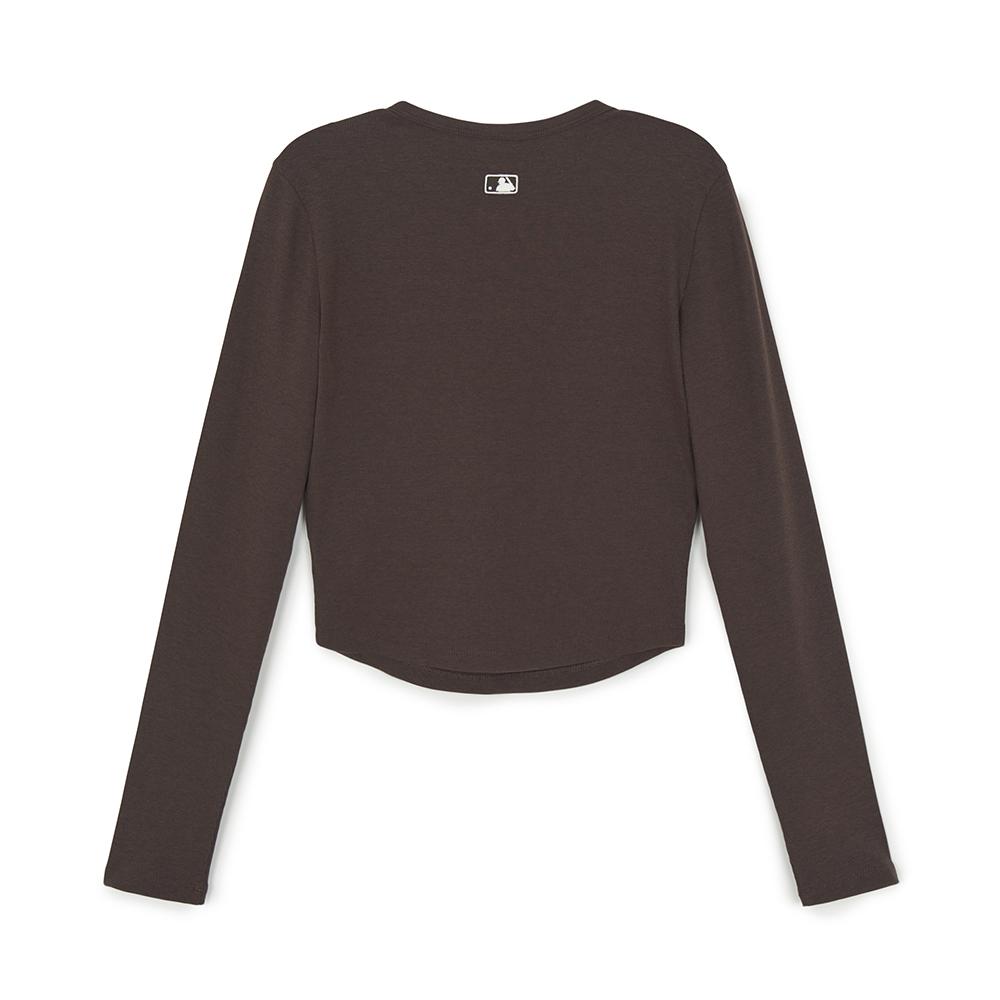 เสื้อยืดแขนยาว Women's Vintage Slim Ribbed Henley Neck Long Sleeve T-Shirts Boston Red Sox