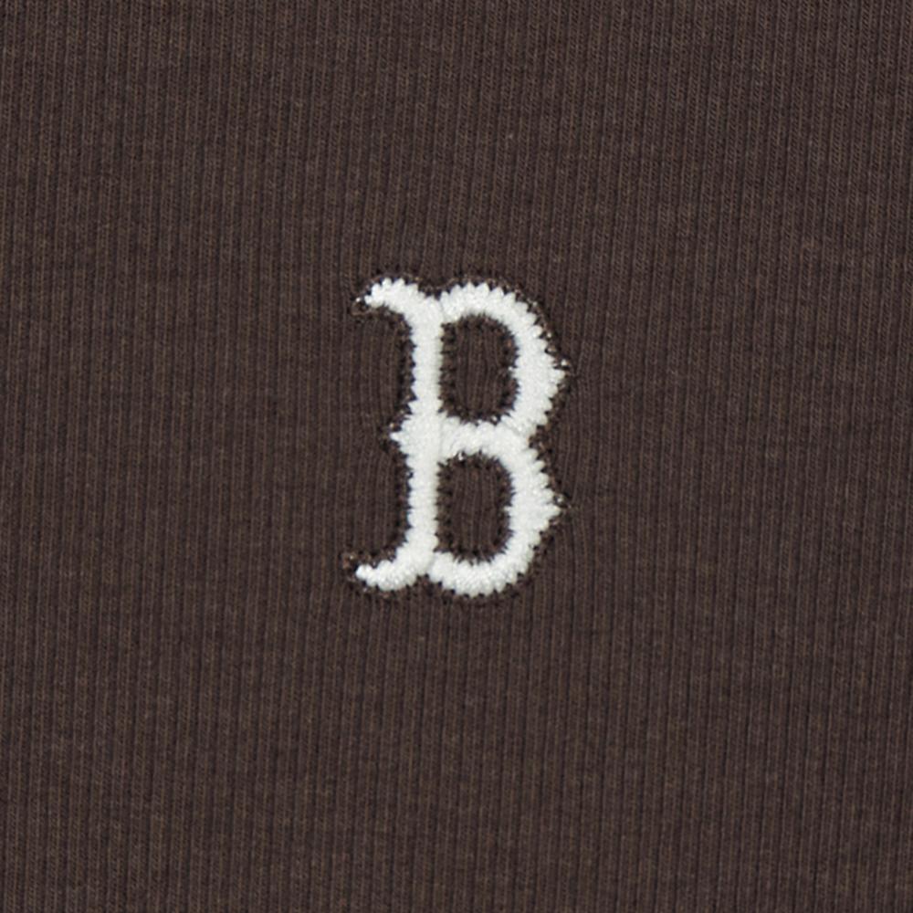 เสื้อยืดแขนยาว Women's Vintage Slim Ribbed Henley Neck Long Sleeve T-Shirts Boston Red Sox