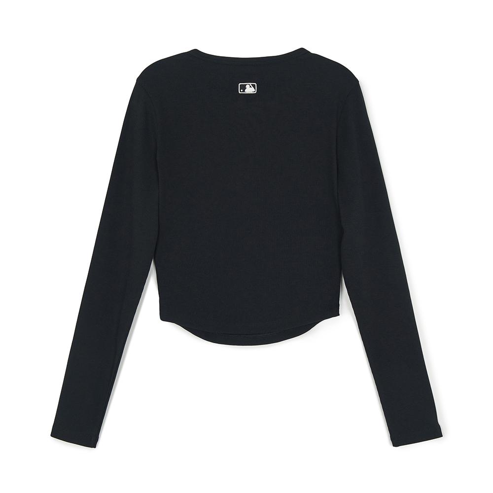 เสื้อยืดแขนยาว Women's Vintage Slim Ribbed Henley Neck Long Sleeve T-Shirts New York Yankees