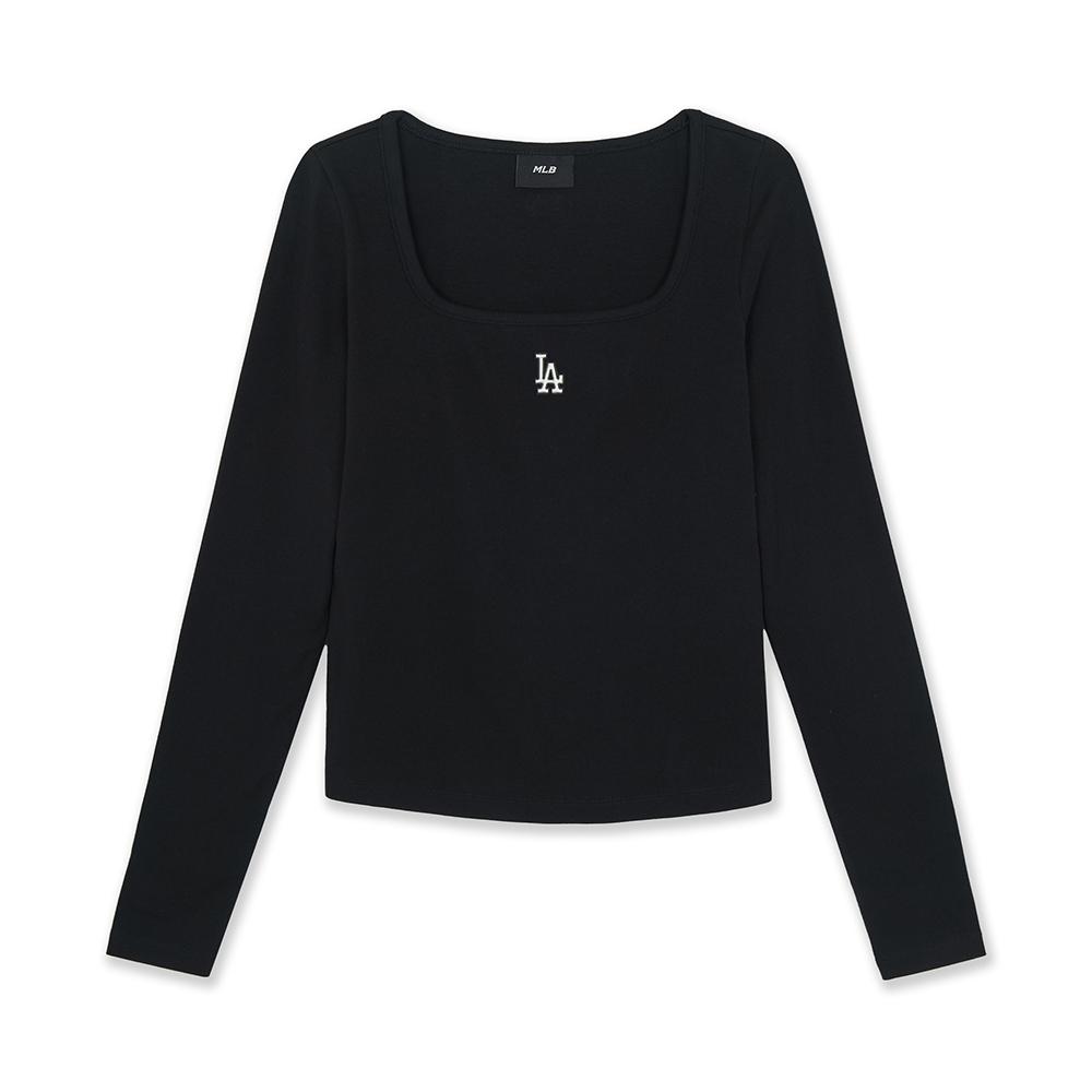 เสื้อยืดแขนยาว Basic Slim Semi Crop Square Neck Long Sleeve T-Shirts Los Angeles Dodgers