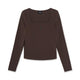 Basic Slim Semi Crop Square Neck Long Sleeve T-Shirts San Francisco Giants