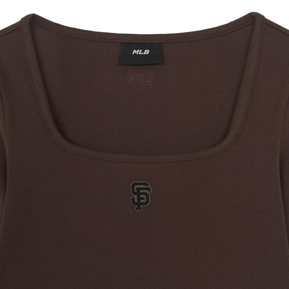 Basic Slim Semi Crop Square Neck Long Sleeve T-Shirts San Francisco Giants