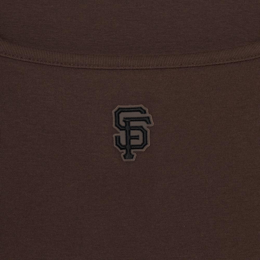 Basic Slim Semi Crop Square Neck Long Sleeve T-Shirts San Francisco Giants