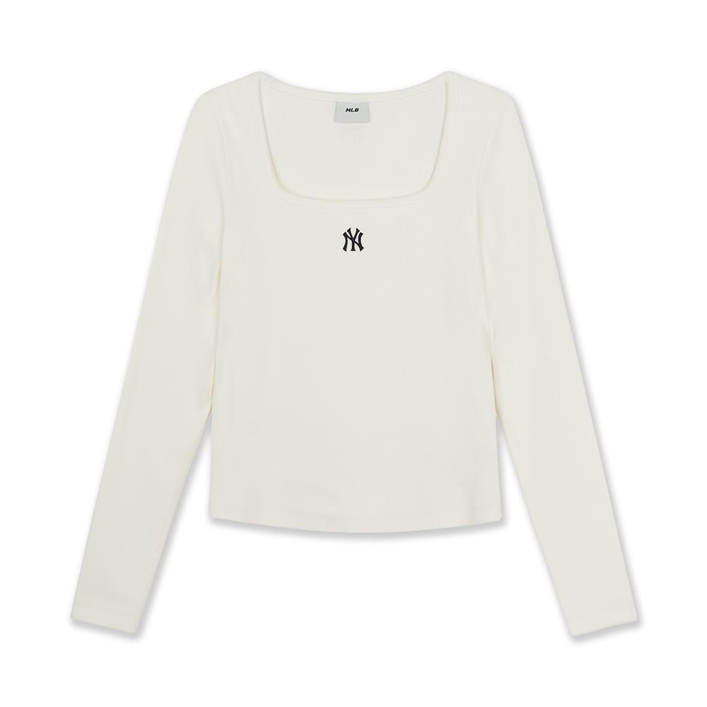 Basic Slim Semi Crop Square Neck Long Sleeve T-Shirts New York Yankees