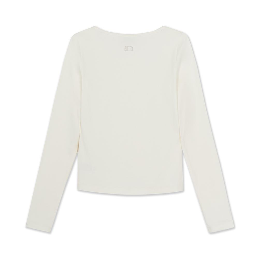 Basic Slim Semi Crop Square Neck Long Sleeve T-Shirts New York Yankees