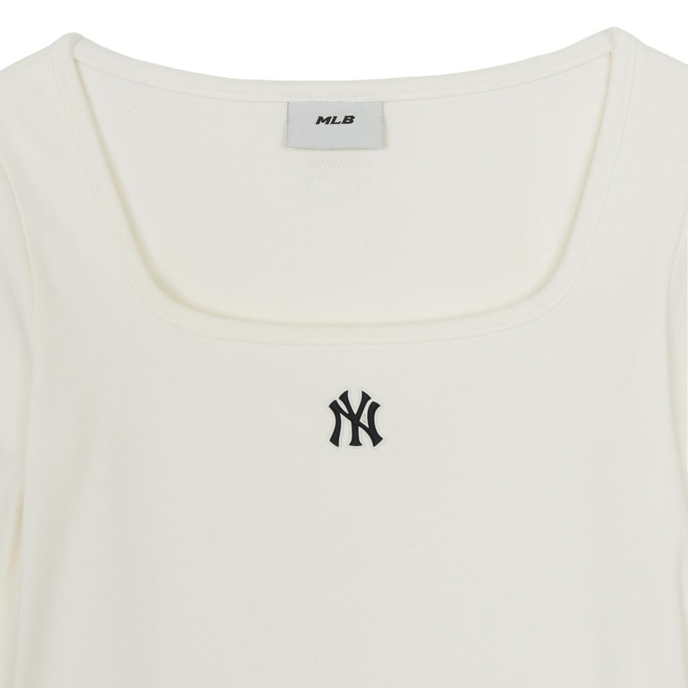 Basic Slim Semi Crop Square Neck Long Sleeve T-Shirts New York Yankees