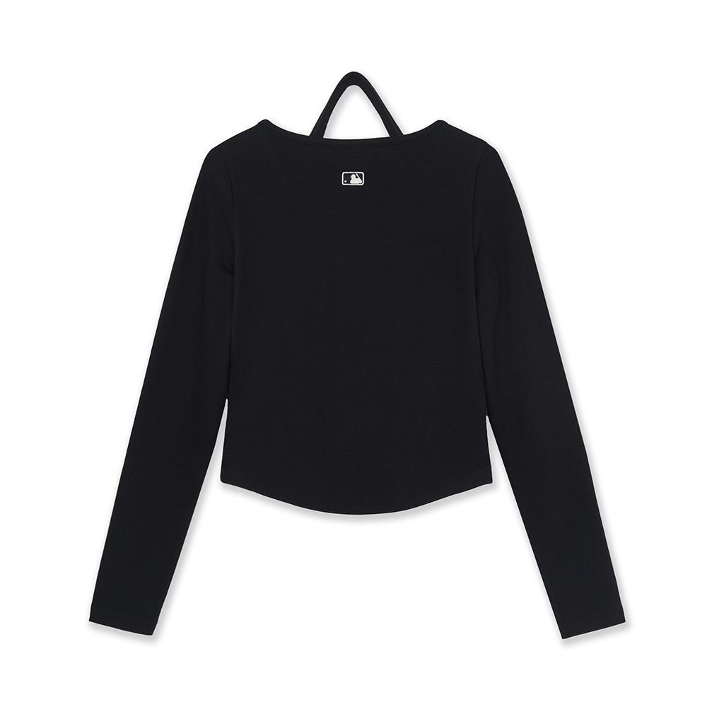 Basic Henley Neck Layered Slim Semi Crop Long Sleeve T-Shirts Los Angeles Dodgers