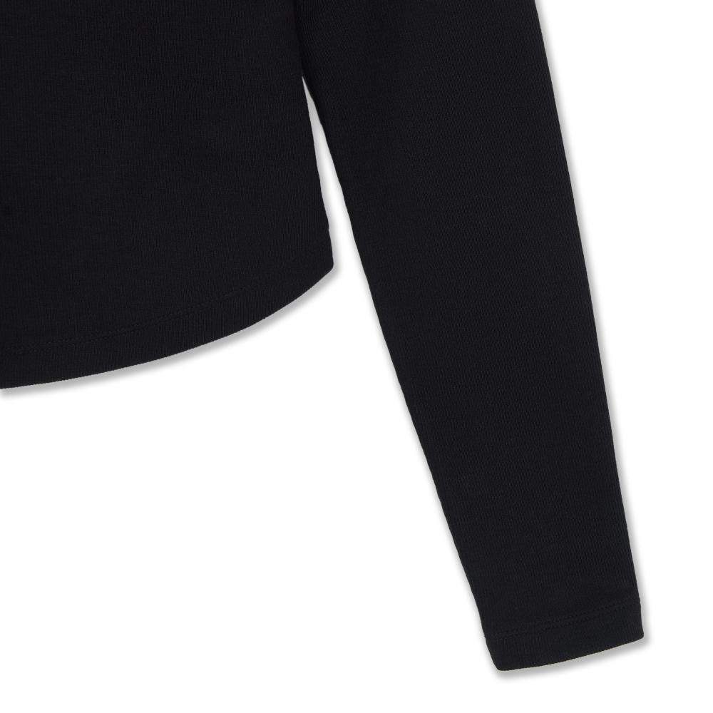 Basic Henley Neck Layered Slim Semi Crop Long Sleeve T-Shirts Los Angeles Dodgers