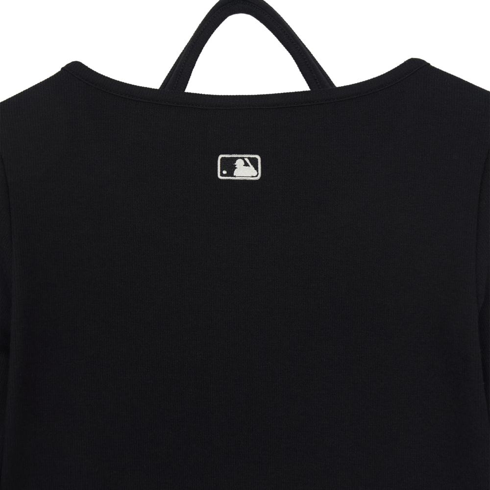 Basic Henley Neck Layered Slim Semi Crop Long Sleeve T-Shirts Los Angeles Dodgers
