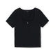 เสื้อยืด  Basic Lace Square Neck Slim Semi Crop T-Shirts Los Angeles Dodgers