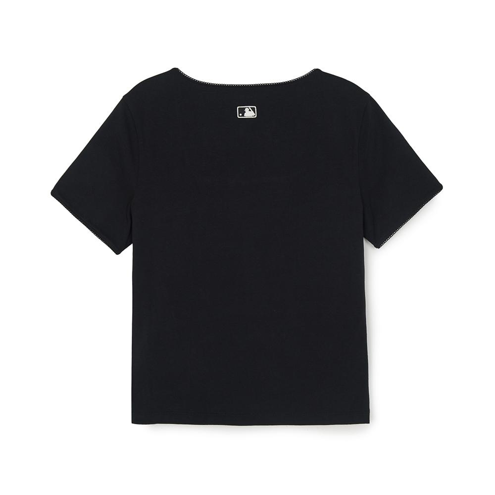 เสื้อยืด  Basic Lace Square Neck Slim Semi Crop T-Shirts Los Angeles Dodgers