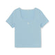 เสื้อยืด  Basic Lace Square Neck Slim Semi Crop T-Shirts Los Angeles Dodgers