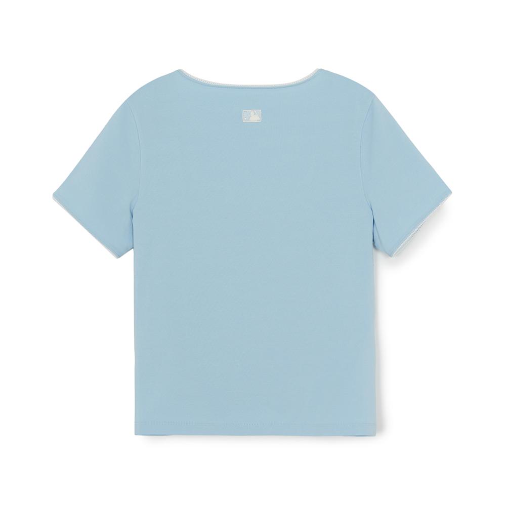 เสื้อยืด  Basic Lace Square Neck Slim Semi Crop T-Shirts Los Angeles Dodgers