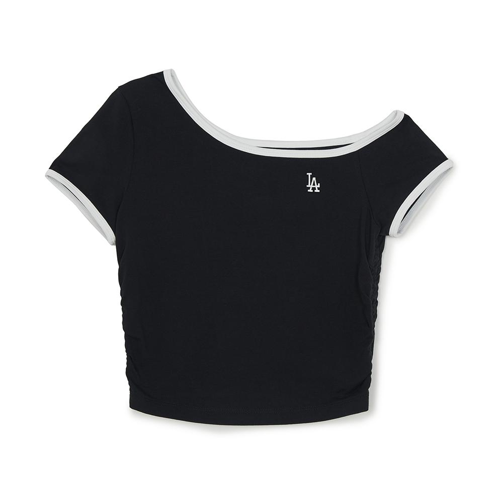 เสื้อยืด  Color Point Off Shoulder Shirring Slim Crop T-Shirts Los Angeles Dodgers
