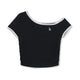 เสื้อยืด  Color Point Off Shoulder Shirring Slim Crop T-Shirts Los Angeles Dodgers