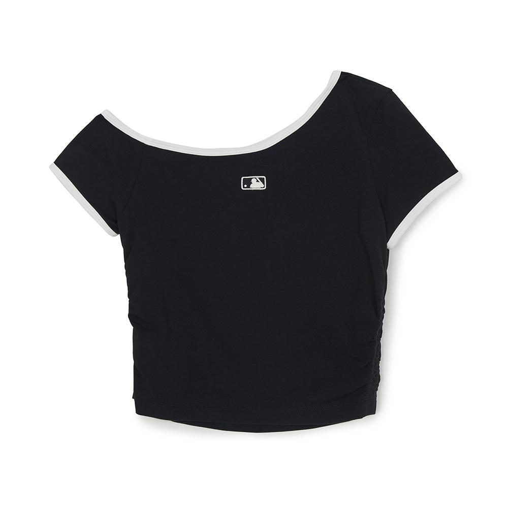 เสื้อยืด  Color Point Off Shoulder Shirring Slim Crop T-Shirts Los Angeles Dodgers