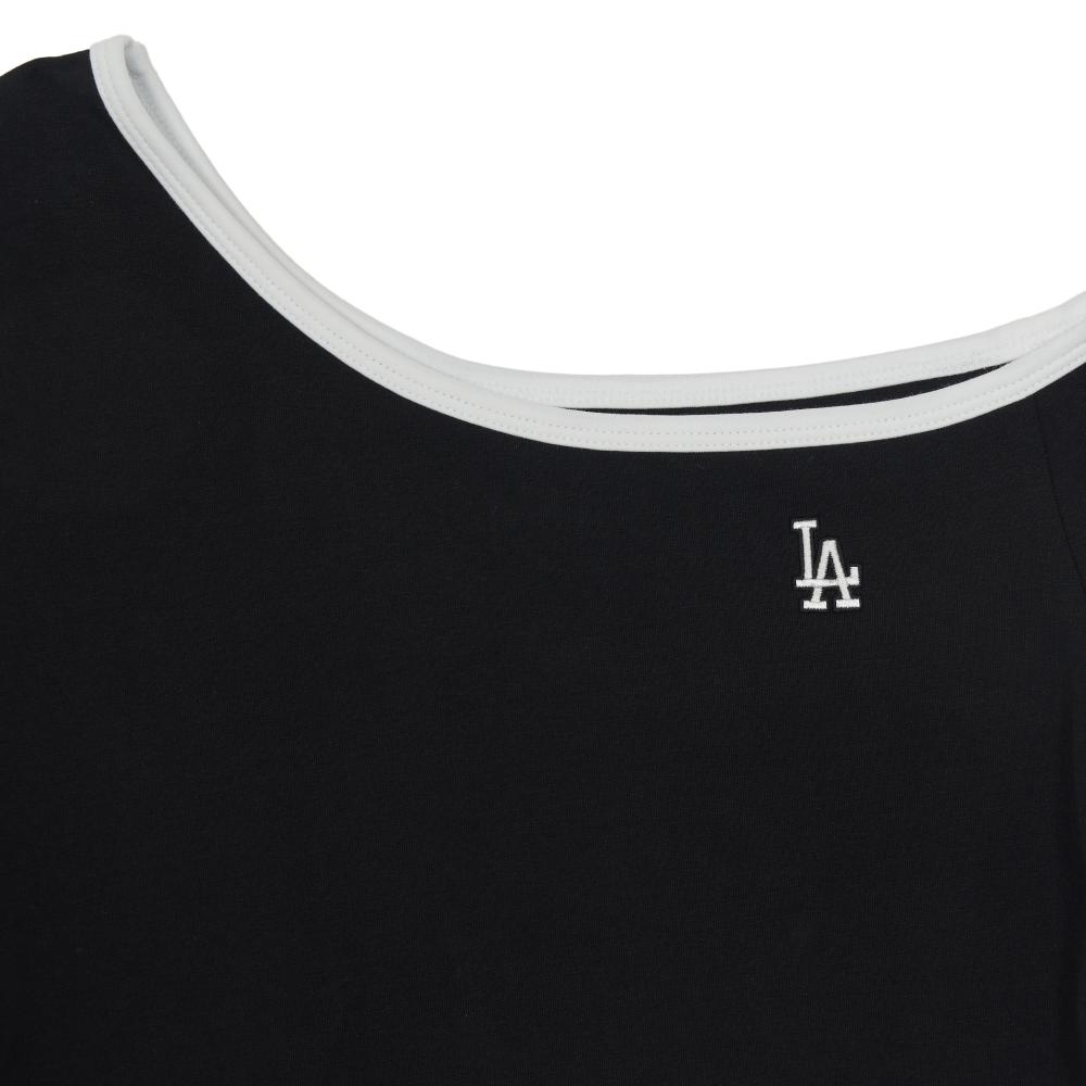 เสื้อยืด  Color Point Off Shoulder Shirring Slim Crop T-Shirts Los Angeles Dodgers