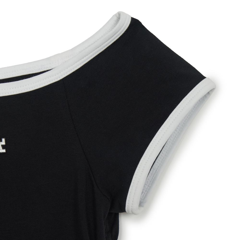 เสื้อยืด  Color Point Off Shoulder Shirring Slim Crop T-Shirts Los Angeles Dodgers