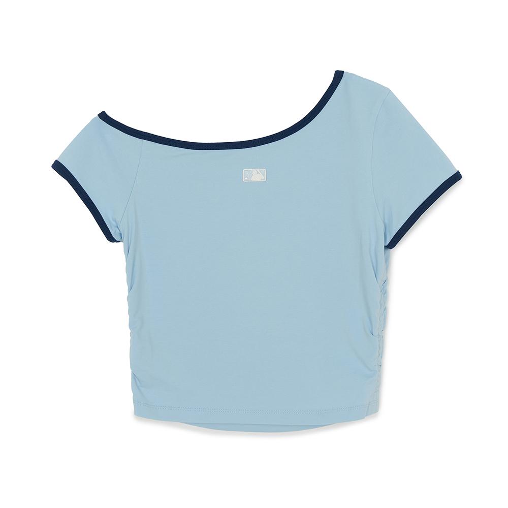 เสื้อยืด  Color Point Off Shoulder Shirring Slim Crop T-Shirts Los Angeles Dodgers