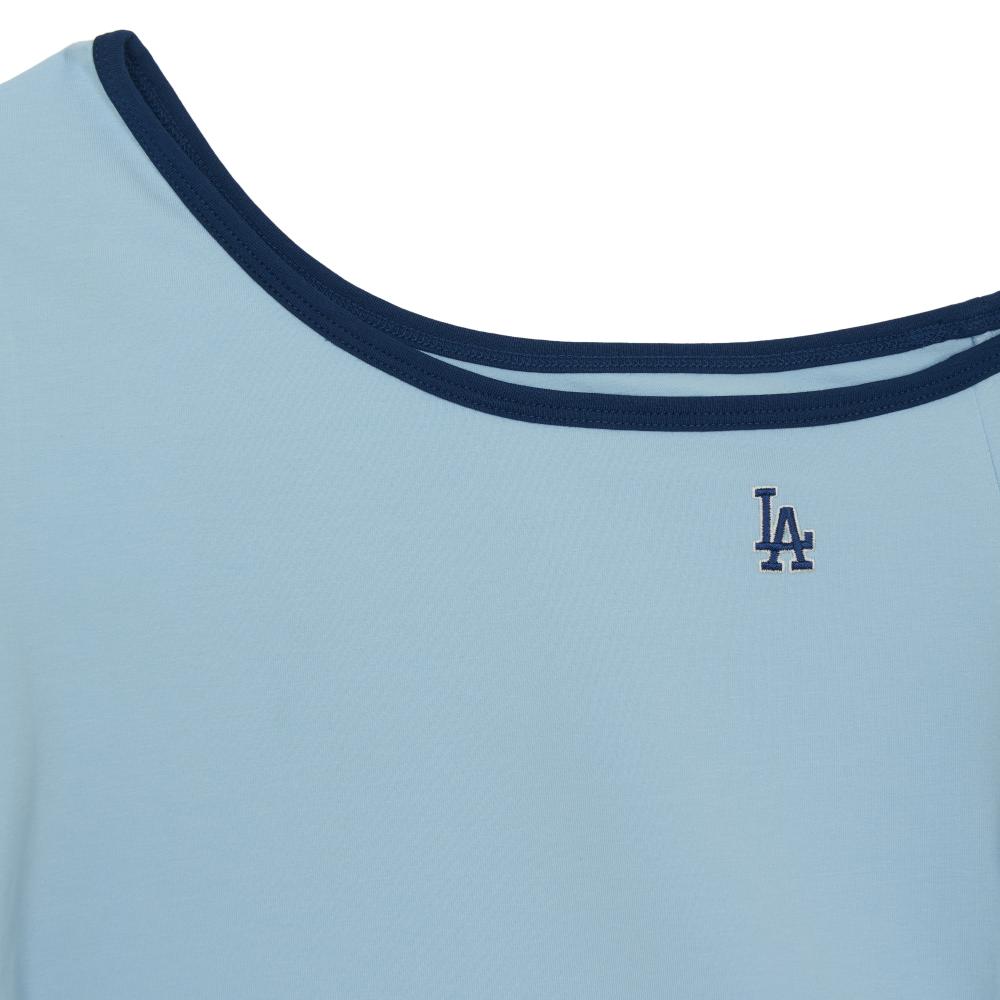 เสื้อยืด  Color Point Off Shoulder Shirring Slim Crop T-Shirts Los Angeles Dodgers