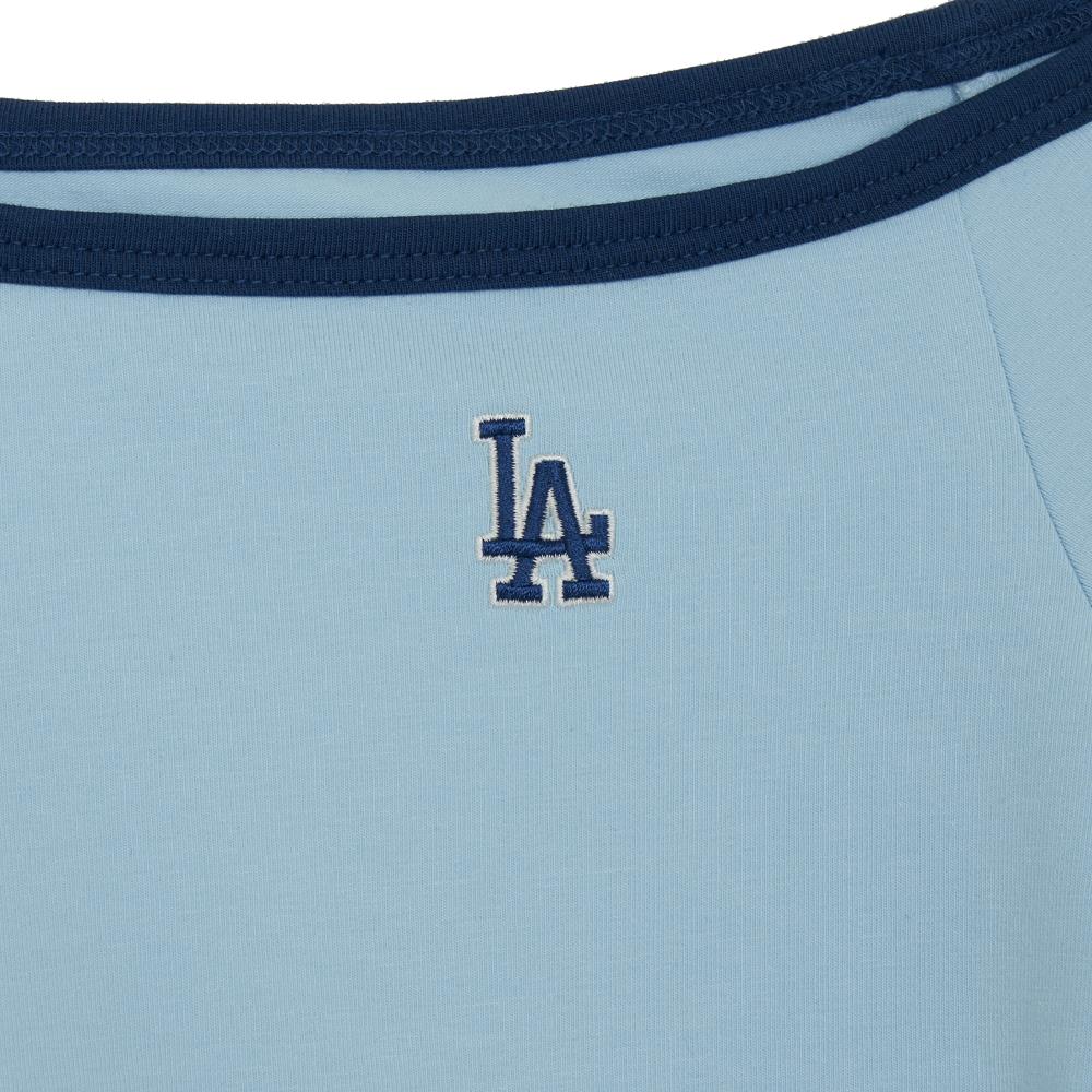 เสื้อยืด  Color Point Off Shoulder Shirring Slim Crop T-Shirts Los Angeles Dodgers