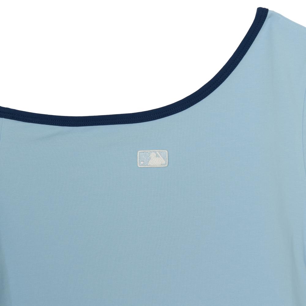 เสื้อยืด  Color Point Off Shoulder Shirring Slim Crop T-Shirts Los Angeles Dodgers