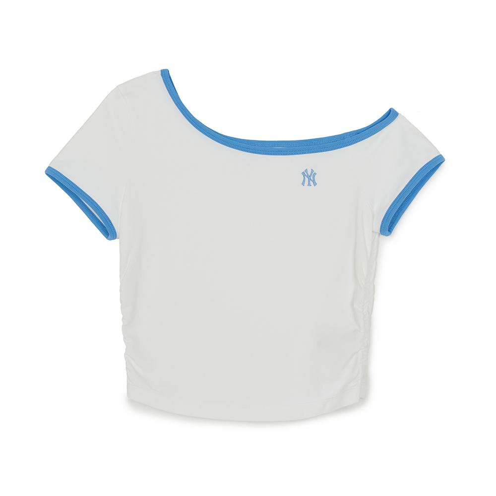 เสื้อยืด  Color Point Off Shoulder Shirring Slim Crop T-Shirts New York Yankees