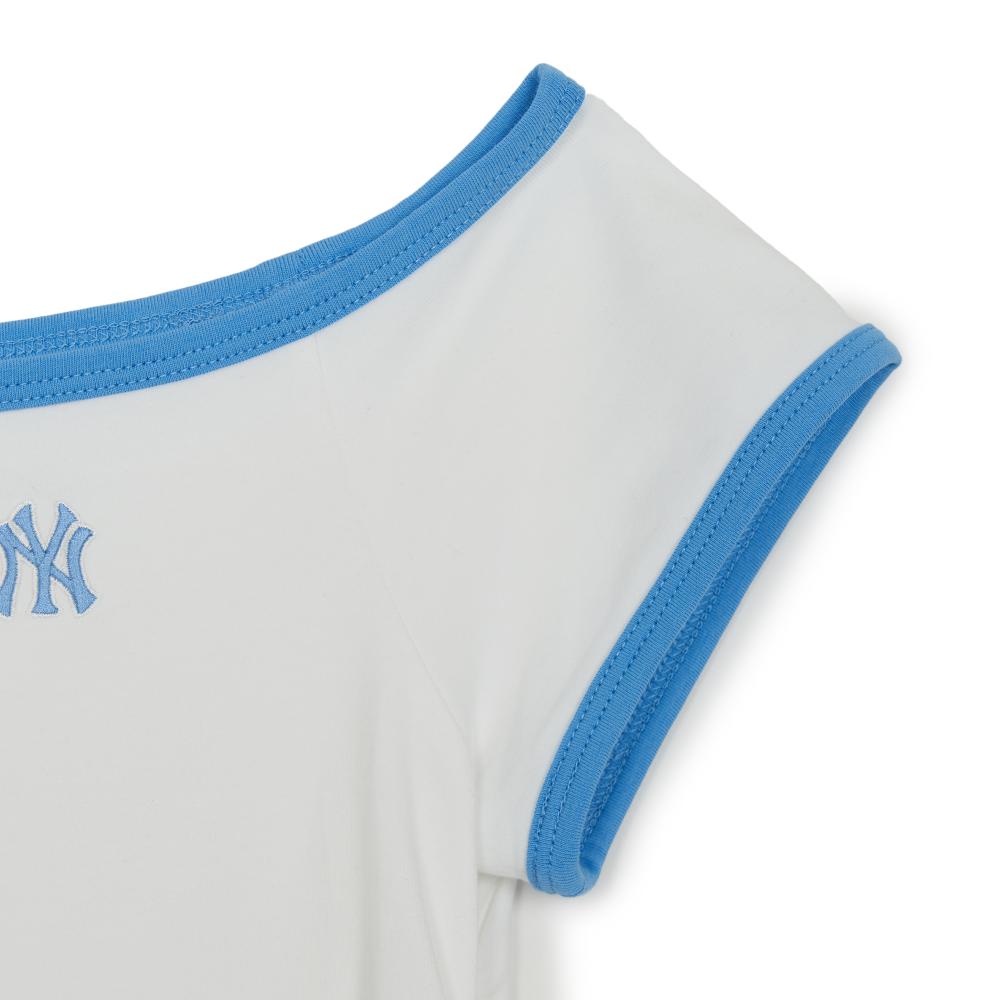 เสื้อยืด  Color Point Off Shoulder Shirring Slim Crop T-Shirts New York Yankees