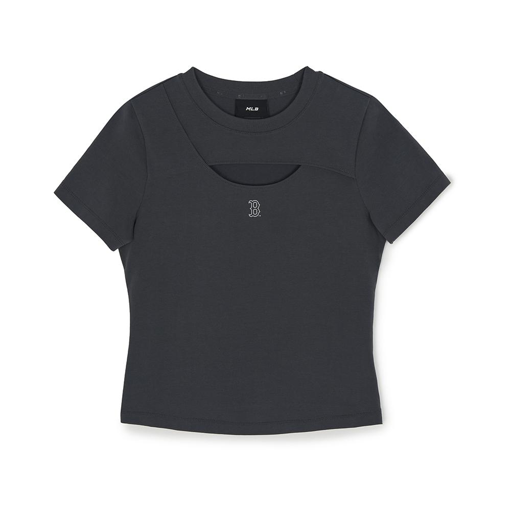 Cut Out Detail Slim Semi Crop T-Shirts Boston Red Sox